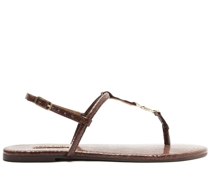 Sandália Slim Metal A Texturizada Marrom