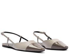 Sapatilha Slingback Ponta Prata Verniz Cinza