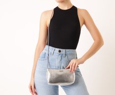 Bolsa Tiracolo Média Snake Prata