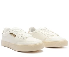 Tênis Detalhe Tag Branco e Dourado