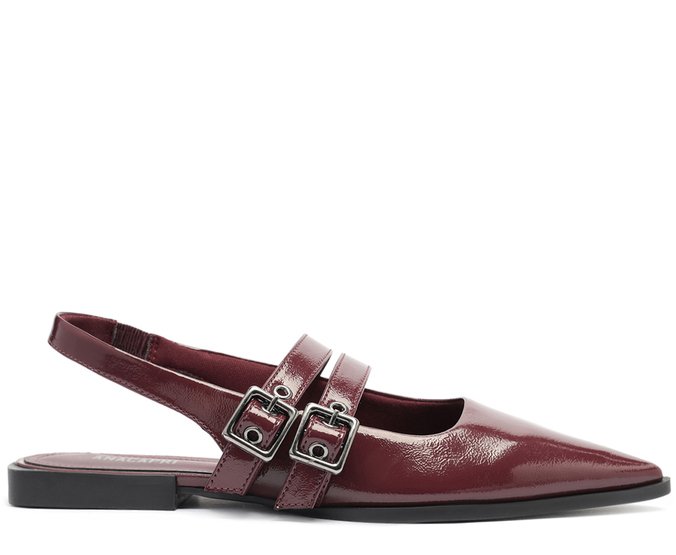 Sapatilha Slingback Bico Fino Fivelas Roxa