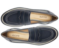 Mocassim Tratorado Azul Detalhe Branco Kiara