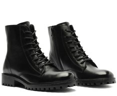 Bota Coturno Couro Preta