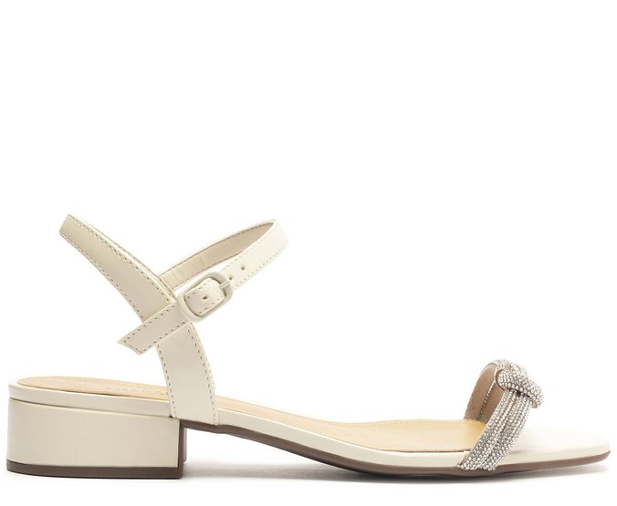 Sandália Tira Nó Glam Salto Branca - 34