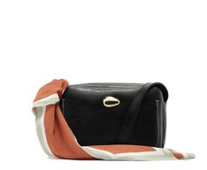 Bolsa Tiracolo Pequena Lenço Decorativo Preta