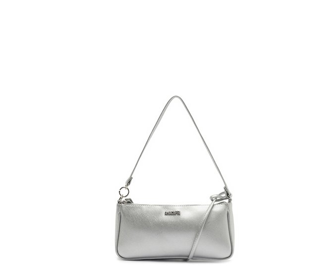 Bolsa Tiracolo Pequena Detalhe Metal Prata