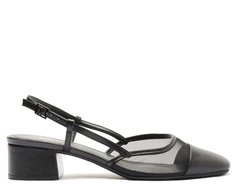 Sapatilha Slingback Tela Transparência Salto Preta