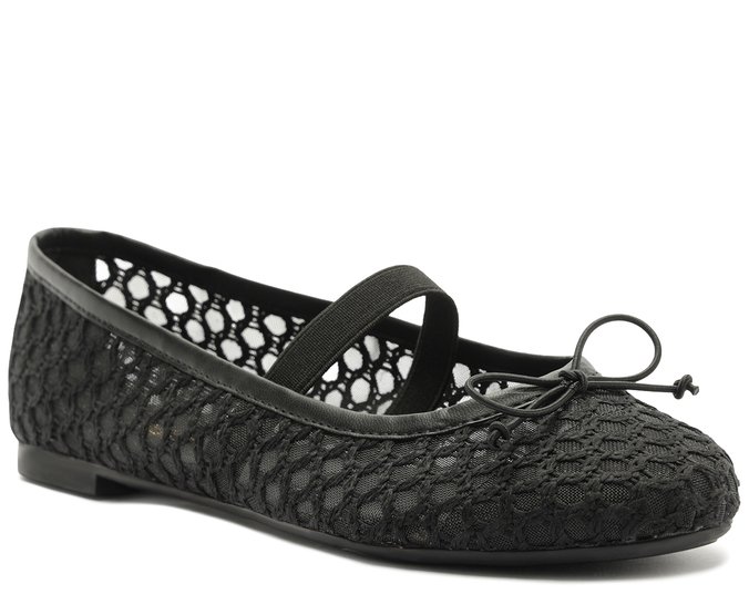 Sapatilha de Tela Elástico Laço Preto