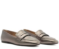 Mocassim Madri Bico Quadrado Prateado