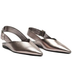 Sapatilha Slingback Bico Fino Fivela Prateada
