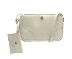 Bolsa Tiracolo Média Costura Ornamental Branca