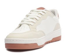 Tênis Recortes Kei Branco E Rosa