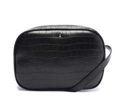 Bolsa Crossbody Média Preta Croco