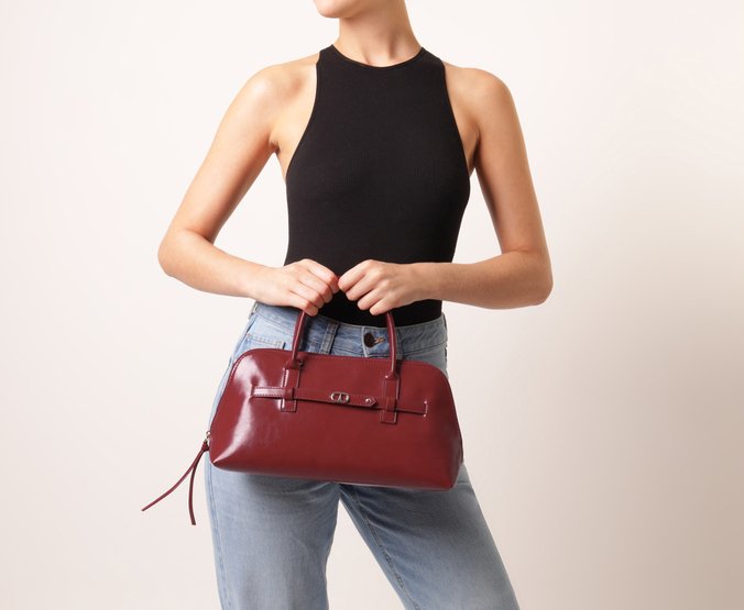 Bolsa Tiracolo  Média Verniz Madrid Vermelha