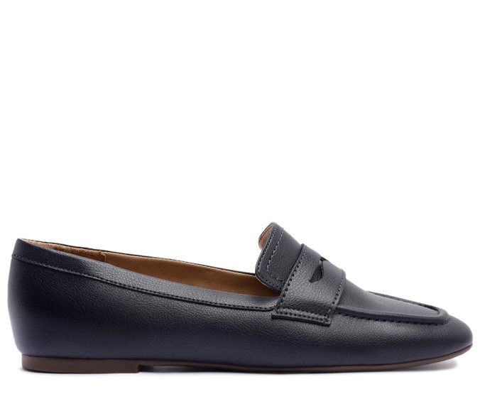 Mocassim Madri Bico Quadrado Azul