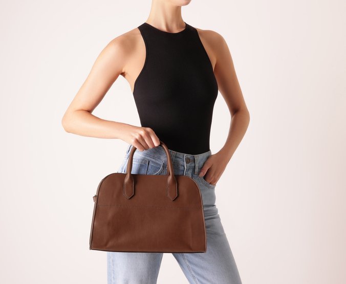 Bolsa Tote Grande Zíper Helena Marrom