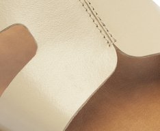 Rasteira Recortes Tira H Couro Bege