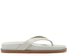 Chinelo Papete Couro com Tornozeleira Branca