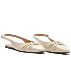 Sapatilha Slingback Tiras Verniz Branca