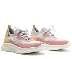 Tênis Sporty Knit Sola alta Rosa E Azul