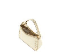 Bolsa Tiracolo Pequena Baguete Tachas Dourada