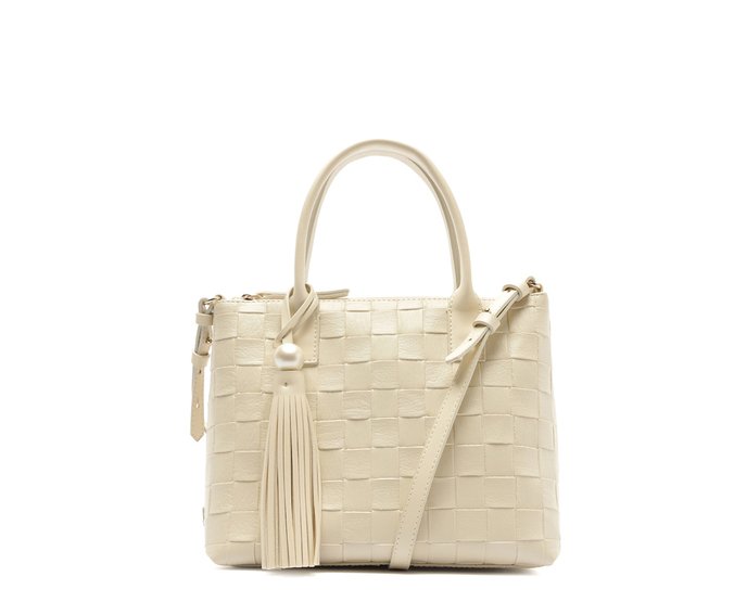 Bolsa Tote Média Tramada Branca