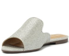 Rasteira Peep Toe Textura Glam Prata