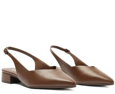 Sapatilha Slingback Salto Bloco Corte triangular Marrom