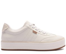 Tênis Flatform Branco Listra Bege