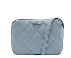 Bolsa Tiracolo Média Matelassê Triangular Arredondada Azul
