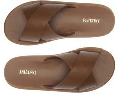 Rasteira Anatomica Tiras Cruzadas Couro Marrom