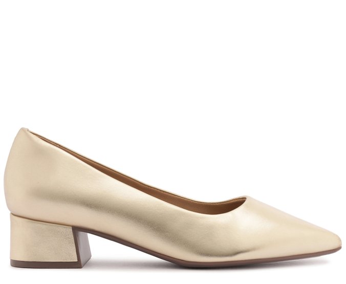Sapatilha Salto Bloco Clássica Dourada
