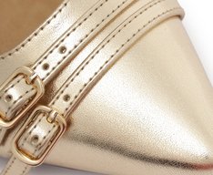 Sapatilha Slingback Fivela Dupla Dourada