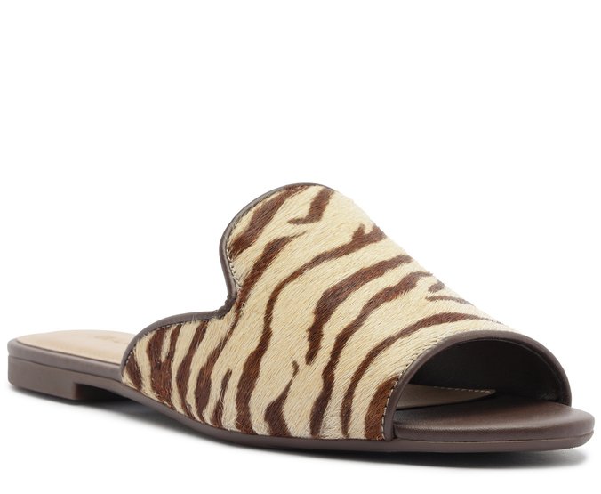 Rasteira Tecido Animal Print Bege