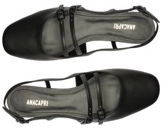 Sapatilha Slingback Bico Quadrado Tiras Preta