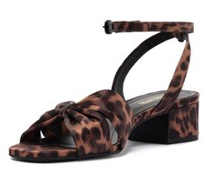 Sandália Salto Bloco Laço Animal Print