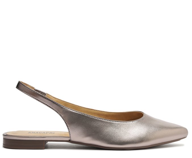 Sapatilha Slingback Bico Fino Prateada