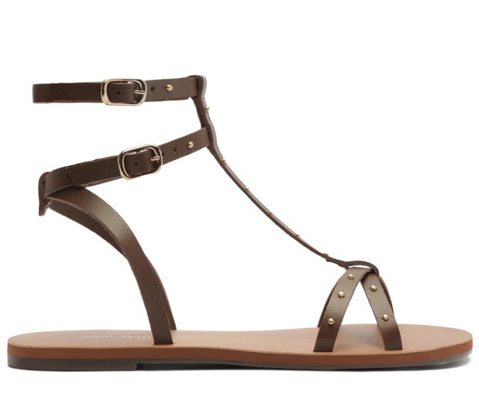 Rasteira Gladiadora com Tachas Marrom