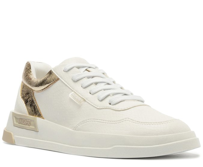 Tênis Branco Snake Detalhes Dourado