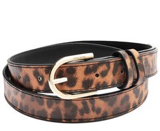Cinto Fino Fivela Metálica Valentina Animal Print Onça