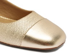 Sapato Boneca Dourado Palha Salto Bloco