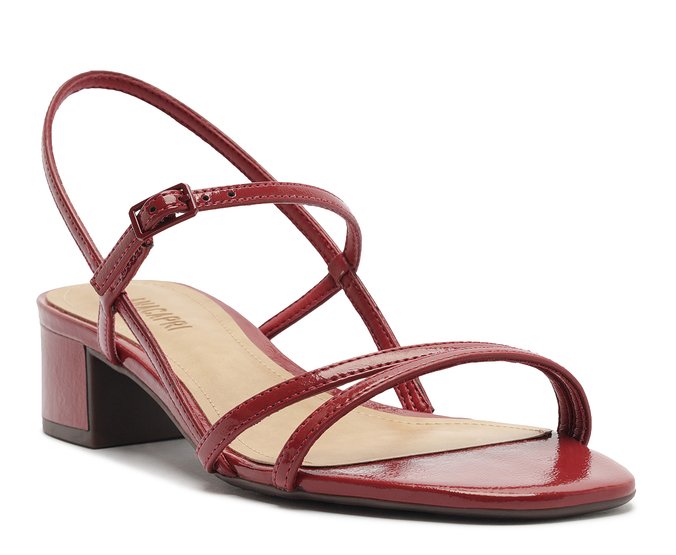 Sandália Slingback Salto Bloco Vermelha