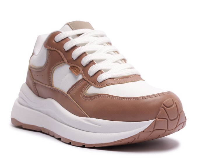 Tênis Sporty Robusto Branco e Marrom