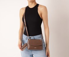 Bolsa Tiracolo Pequena Com Pouch Marrom