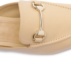Mule Salto Bloco Loafer Bege