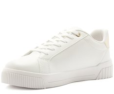Tênis Sola Estruturada Listra Lateral Branco E Dourado