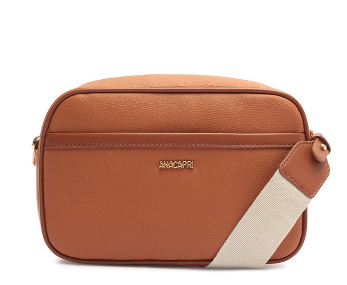 Bolsa Tiracolo Média Bicolor Alça Gorgurão Marrom