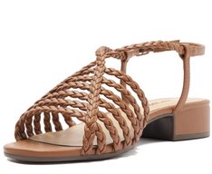 Sandália Fisherman Salto Bloco Trançada Marrom Canela