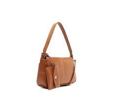 Bolsa Tiracolo Baguete Média Costura Ornamental Marrom
