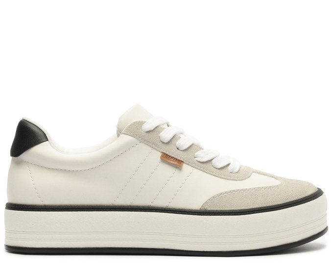 Tênis Flatform Branco Listra Preta